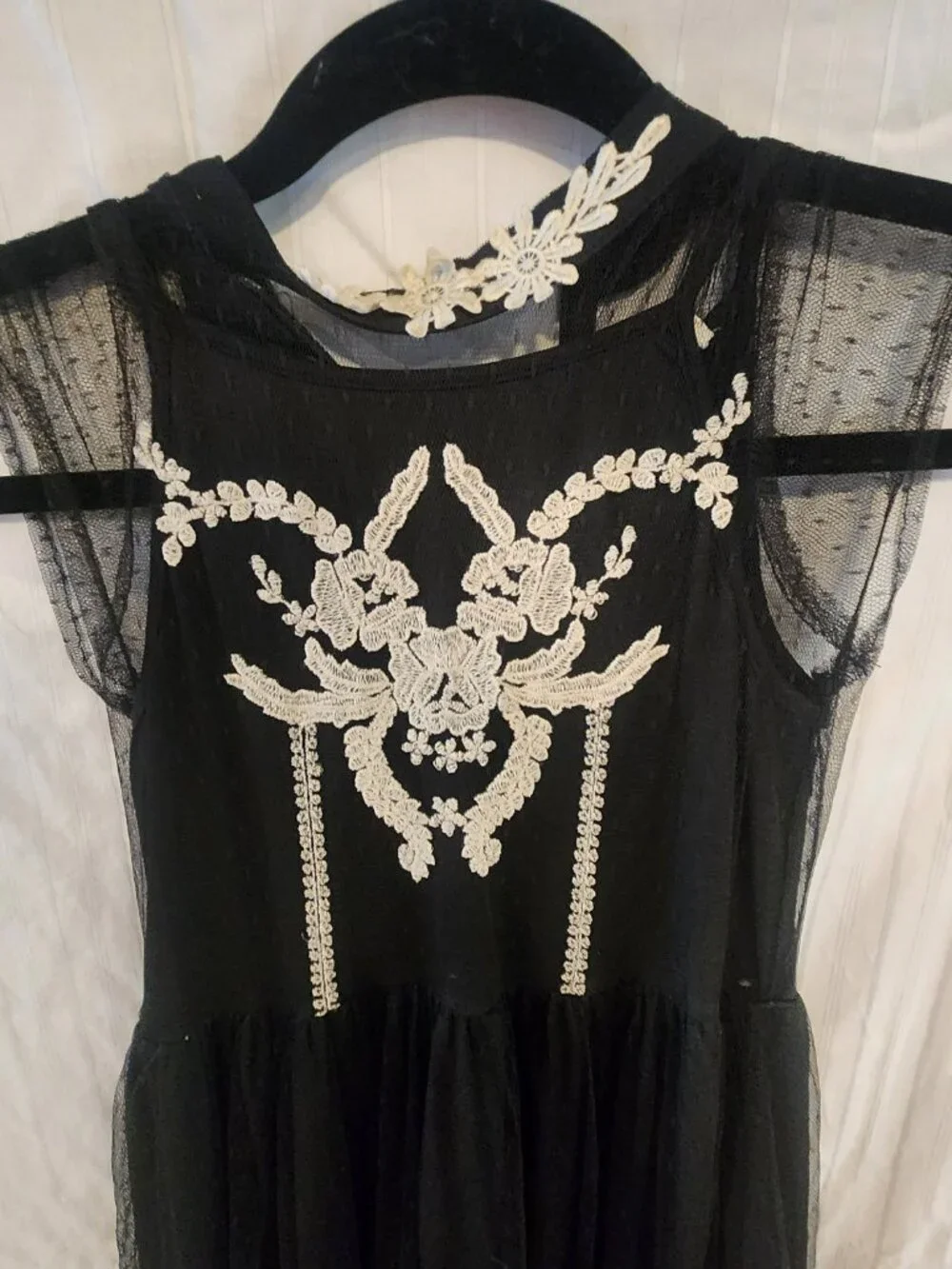Joyfolie Girls Jolie Embroidered Tulle Maxi Dress Black Size 8
